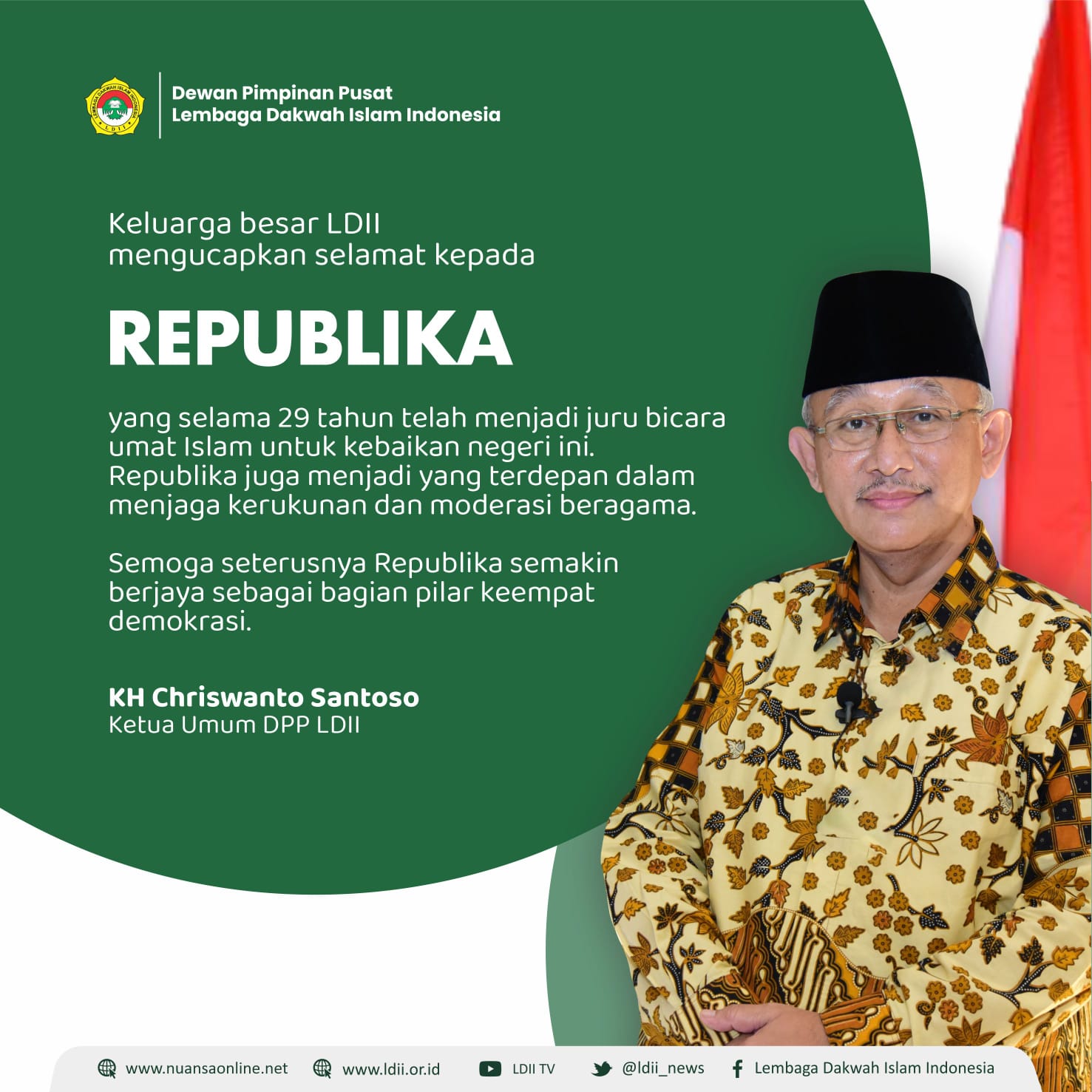 LDII mengucapkan selamat kepada Republika 29 tahun jadi jubir umat islam
